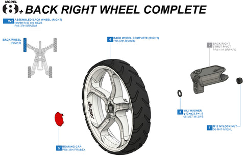 Clicgear 8+ - Back Right Wheel Complete